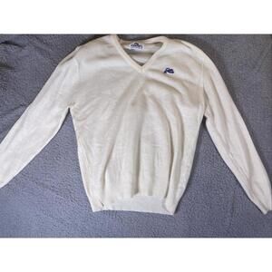 Garan Mens Size Large Sweater White Cream Beige USA Vintage